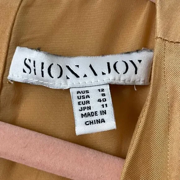 Shona Joy Dress Womens Size 8 Yellow Gold Split Skirt Midi Slit Cocktail Evening - Picture 10 of 12